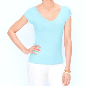 Light blue talbots v neck scallop neck sleeveless sweater size 3x NWT